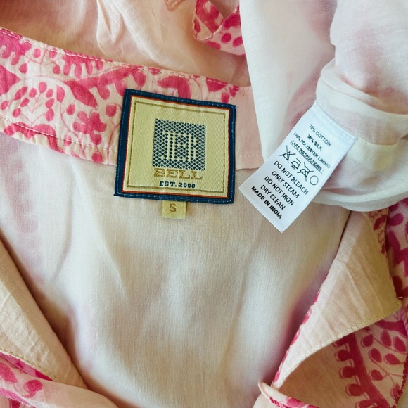 Bell by Alicia Bell Rebecca Mini Dress Small Pink Cotton Silk Blend Tiered - Picture 3 of 4